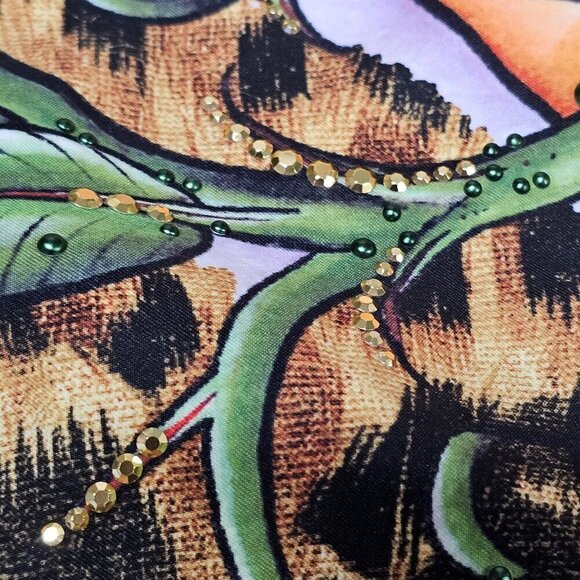 Christian Audigier Graphical Animal Print Beaded Men's Shorts Size 36 - Picture 10 of 13